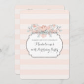 ヴィンテージストライプ90番目バースデーパーティ招待状 招待状 (正面/裏面)