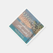 ヴィンテージストリングライツサンセットビーチ結婚式 スタンダードカクテルナプキン (角)