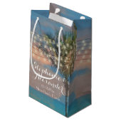 ヴィンテージストリングライツサンセットビーチ結婚式 スモールペーパーバッグ (裏面アングル)