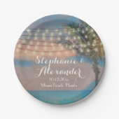 ヴィンテージストリングライツサンセットビーチ結婚式 ペーパープレート (正面)