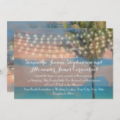 ヴィンテージストリングライツサンセットビーチ結婚式 招待状 (正面/裏面)