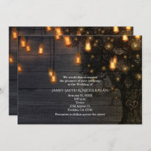 ヴィンテージストリングライトとツリー結婚式招待状