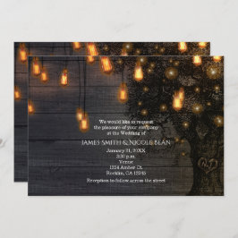 ヴィンテージストリングライトとツリー結婚式招待状 招待状