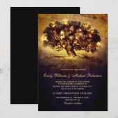 ヴィンテージストリングライトオークツリーカントリーウェディング 招待状 (正面/裏面)