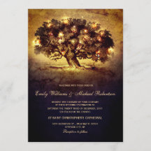 ヴィンテージストリングライトオークツリーカントリーウェディング