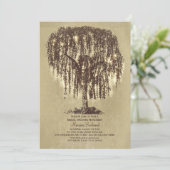 ヴィンテージストリングライトツリー素朴ブライダルシャワー 招待状 (スタンド正面)