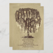 ヴィンテージストリングライトツリー素朴ブライダルシャワー 招待状 (正面/裏面)