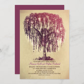 ヴィンテージストリングライトツリー素朴結婚式の招待 招待状 (正面/裏面)