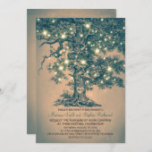 ヴィンテージストリングライトツリー素朴結婚式の招待 招待状 (正面/裏面)