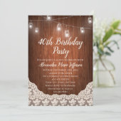 ヴィンテージストリングライトメイソンジャー40th誕生日パーティー 招待状 (スタンド正面)