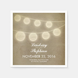 ヴィンテージストリングライトランタン紙ナプキン スタンダードカクテルナプキン