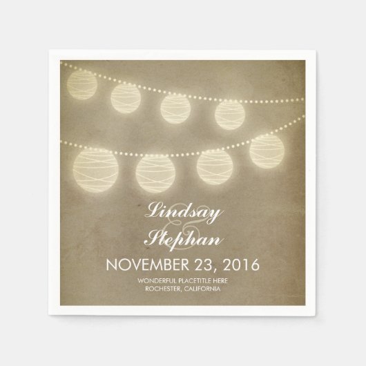 ヴィンテージストリングライトランタン紙ナプキン スタンダードカクテルナプキン (正面)