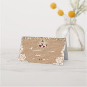 ヴィンテージストリングライトレースバーラップテーブル番号 プレイスカード (正面)