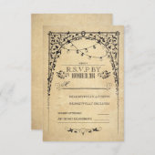 ヴィンテージストリングライト結婚式RSVPカード 出欠カード (正面/裏面)