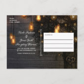 ヴィンテージストリングライト&ツリーウェディング日付を保存 案内ポストカード (裏面)