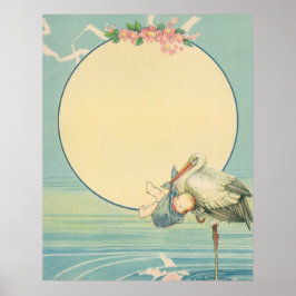 ヴィンテージストル運クの男の赤ちゃんインブルーブランケット ポスター