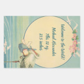 ヴィンテージストル運クの男の赤ちゃんインブルーブランケット ラッピングペーパーシート (正面2)