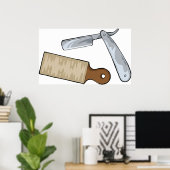 ヴィンテージストレートレザーとストープ理容師ショップ ポスター (ホームオフィス)