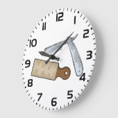 ヴィンテージストレートレザーとストープ理容師ショップ ラージ壁時計 (傾斜)