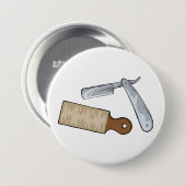 ヴィンテージストレートレザーとストープ理容師ショップ 缶バッジ (正面&裏面)