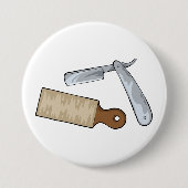 ヴィンテージストレートレザーとストープ理容師ショップ 缶バッジ (正面)