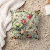 ヴィンテージストロベリーガーデン植物水彩 クッション (ブランケット)