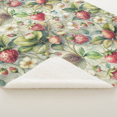 ヴィンテージストロベリーガーデン植物水彩 シェルパブランケット (3/4)