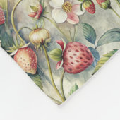 ヴィンテージストロベリーガーデン植物水彩 フリースブランケット (角)