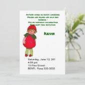 ヴィンテージストロベリーキッド誕生日パーティーへの招待 招待状 (スタンド正面)