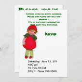 ヴィンテージストロベリーキッド誕生日パーティーへの招待 招待状 (正面/裏面)