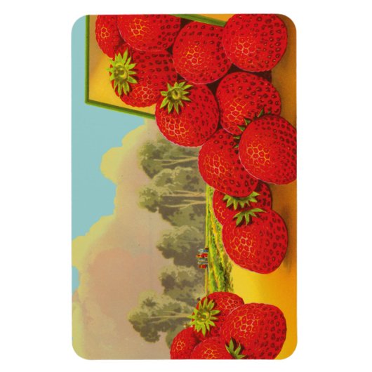 ヴィンテージストロベリークレートアートマグネット マグネット (縦)