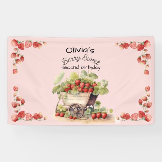 ヴィンテージストロベリースイートバースデーパーティー 横断幕 (横)