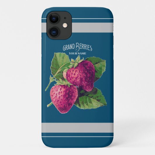 ヴィンテージストロベリーブルー・グリーン Case-Mate iPhoneケース (裏面)