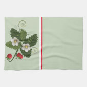 ヴィンテージストロベリープラントオンセージグリーン キッチンタオル (横)