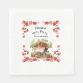 ヴィンテージストロベリーベリー第1誕生日パーティー スタンダードランチョンナプキン (正面)