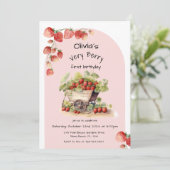 ヴィンテージストロベリーベリー第1誕生日パーティー 招待状 (スタンド正面)