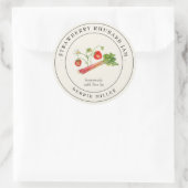 ヴィンテージストロベリールバーブジャム缶詰ラベル ラウンドシール (バッグ)