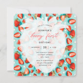 ヴィンテージストロベリー誕生日招待状と写真付き 招待状 (裏面)