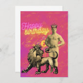 ヴィンテージストロングファンキーマン変更アート誕生日カード (正面/裏面)