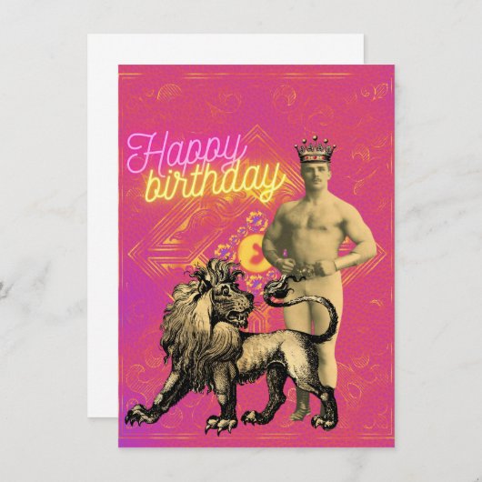 ヴィンテージストロングファンキーマン変更アート誕生日カード (正面/裏面)