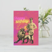 ヴィンテージストロングファンキーマン変更アート誕生日カード (スタンド正面)