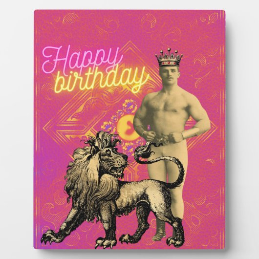 ヴィンテージストロングファンキーマン変更アート誕生日テーブル フォトプラーク (正面)