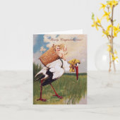 ヴィンテージストーカーのアナウンスメントガール/男の子ツインズカード カード (黄色い花)