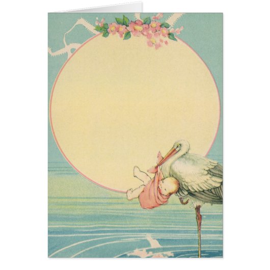 ヴィンテージストークと赤ちゃん少女ピンク毛布 (正面)