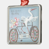 ヴィンテージストークオンバイクあなたとベビー メタルオーナメント (左)