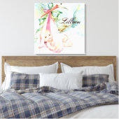 ヴィンテージストークピンク子供部屋ウォールぶら下がったズ キャンバスプリント (インサイチュ (寝室))