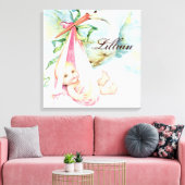 ヴィンテージストークピンク子供部屋ウォールぶら下がったズ キャンバスプリント (インサイチュ (リビング))