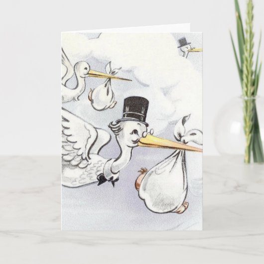 ヴィンテージストークベビーデリバリーノートカード カード (正面)