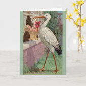 ヴィンテージストークベビー配信グリーティングカード カード (黄色い花)