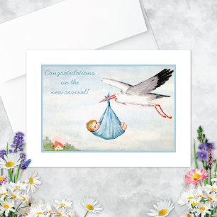 ヴィンテージストーク生まれたばかりのおめでとう カード